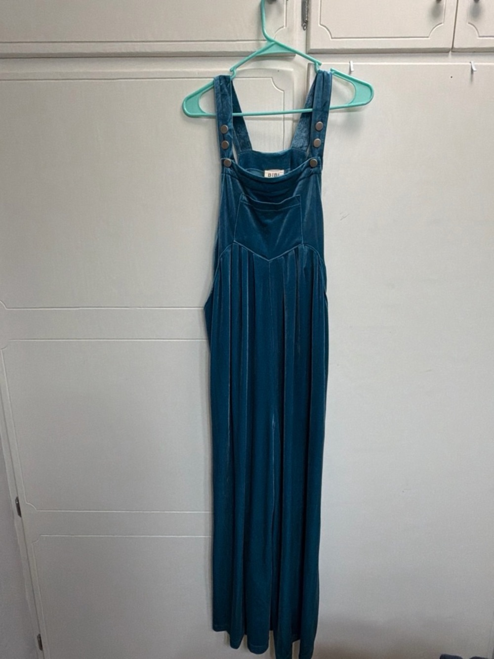 BiBi Teal Velvet Pinafore Jumpsuit